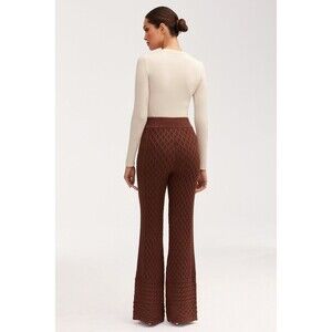 Veiled Vanessa‎ Diamond Knit Wide Leg Pants - Dark Brown small